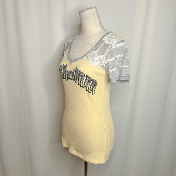 Crash & Burn Logo Shade Thermal Waffle T-Shirt Rhinestone Sequin Women's M NWT - Picture 8 of 11